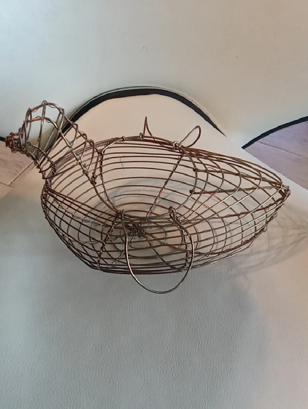 Vintage Copper-Toned Wire Chicken Basket
